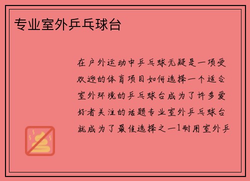 专业室外乒乓球台