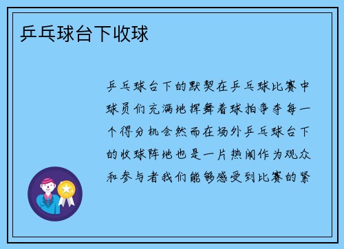 乒乓球台下收球