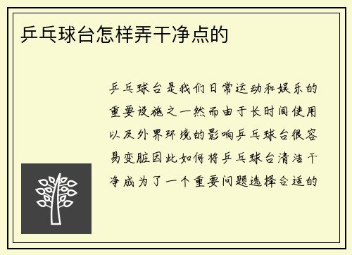 乒乓球台怎样弄干净点的