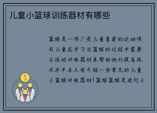 儿童小篮球训练器材有哪些