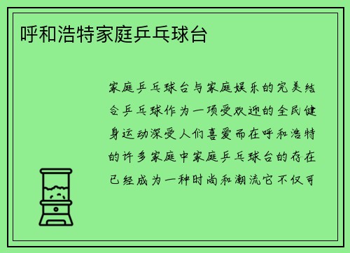 呼和浩特家庭乒乓球台